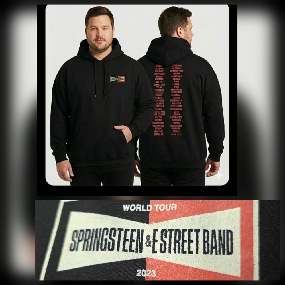 Bruce Springsteen & E Street Band 2023 Concert Tour Black Pullover Hoodie Sz 2X